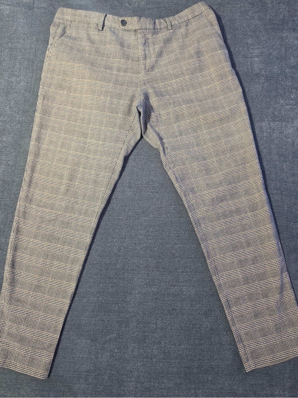 Massimo Dutti Slim Fit Plaid Dress Pants Men’s 36 Blue Gray Chino Trousers
